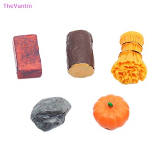 Thevantin โมเดลหินอิฐ ฟักทองจิ๋ว 1:12 สําหรับตกแต่งบ้านตุ๊กตา วันฮาโลวีน 5 ชิ้น