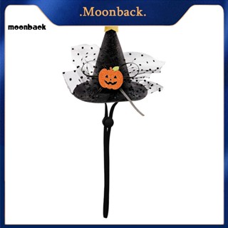 &lt;moonback&gt; หมวกสัตว์เลี้ยง ลายฮาโลวีน พร้อมเนคไทโบว์ ปรับได้ สําหรับสัตว์เลี้ยง สุนัข แมว