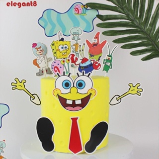 Elegant ชุดตกแต่งเค้ก ลายการ์ตูน SpongeBob ปลอดสารพิษ สําหรับเด็ก 1 ชุด