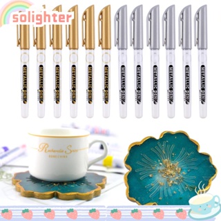 Solighter ปากกามาร์กเกอร์ อะคริลิค เรซิ่น สีทอง สีเงิน สําหรับวาดภาพ DIY 2 6 ชิ้น