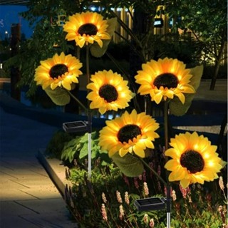 ⭐NEW ⭐Solar Stake Light with 3 Sunflowers 2pcs Solar Lawn Lamp IP65 Waterproof Solar