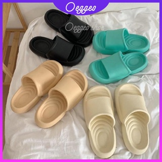 Oeggeo shop รองเท้าแตะลําลอง ส้นแบน พื้นหนา เหมาะกับใส่กลางแจ้ง สําหรับผู้ชาย และผู้หญิง