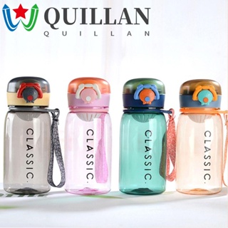 Quillan ขวดน้ําพลาสติกใส ทนอุณหภูมิสูง 400 มล. พร้อมเชือก ป้องกันการรั่วไหล