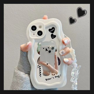 เคสโทรศัพท์มือถือแบบกระจกกลวง กันกระแทก พร้อมสายโซ่คล้อง สําหรับ Apple 14pro 14 13promax 12 11