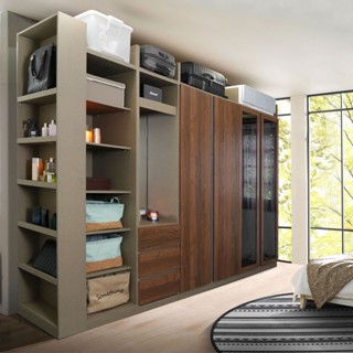 Koncept furniture ตู้เสื้อผ้าบานเปิด รุ่น Blox สีไม้เข้ม (320x60x230 ซม.)