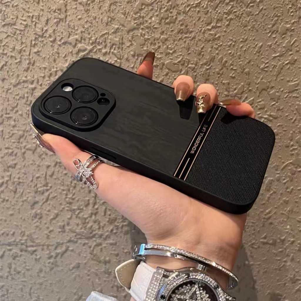 เคสโทรศัพท์มือถือหนัง กันกระแทก ป้องกันเลนส์กล้อง ปิดด้านหลัง ลายไม้ หรูหรา สําหรับ iPhone15 14 13 12 11 Pro MAX 14 15 Plus XS MAX XR 7 8 Plus 12 13 mini