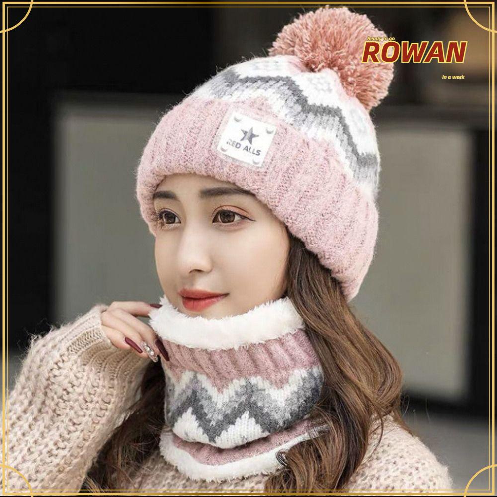 Rowans หมวกบีนนี่ ผ้ากํามะหยี่ แบบหนา ป้องกันหู กันลม ให้ความอบอุ่น สําหรับผู้หญิง