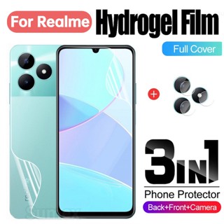 3in1 ฟิล์มไฮโดรเจลนิ่ม กันรอยหน้าจอ และหลังกล้อง สําหรับ Realme C51 2023 RMX3830 4G RealmeC51 C 51 C53 RMX3760