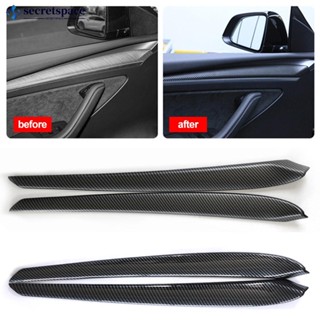 Secretspace ขอบประตูรถยนต์ คาร์บอนไฟเบอร์ ABS อุปกรณ์เสริม สําหรับ Tesla Model 3 2023 Model Y 2022 P9Z4 2 ชิ้น