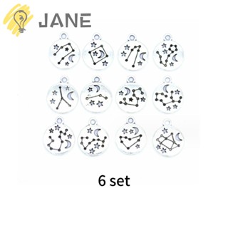 Jane จี้โลหะ ทรงกลม สองด้าน 72 ชิ้น สําหรับทําเครื่องประดับ สร้อยข้อมือ