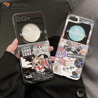 Jiehui เคสโทรศัพท์มือถือ ลายวันพีช สามชิ้น แฟชั่น สําหรับ Samsung Z Flip5 Z Flip4 Z Flip3