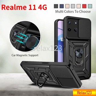 เคสโทรศัพท์มือถือ TPU กันกระแทก พร้อมแหวนแม่เหล็กตั้งโทรศัพท์ สําหรับ Realme11 4G Realme 11