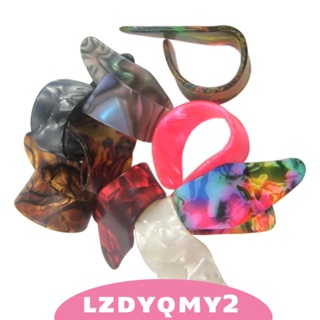 [Lzdyqmy2] ปิ๊กสวมนิ้วโป้ง เซลลูลอยด์ แบบพกพา สุ่มสี สําหรับเล่นกีตาร์ 10 ชิ้น