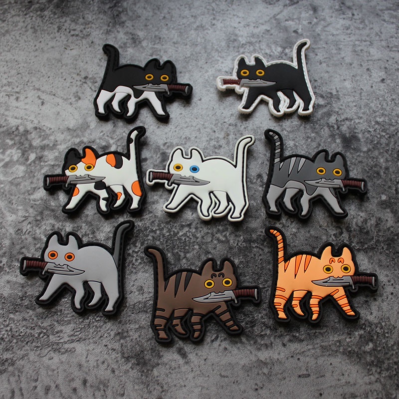Velcro Patch "Kitten What Wave Mnd Bad" PVC ป้ายยางหนา ปลอกแขนแมวน่ารัก