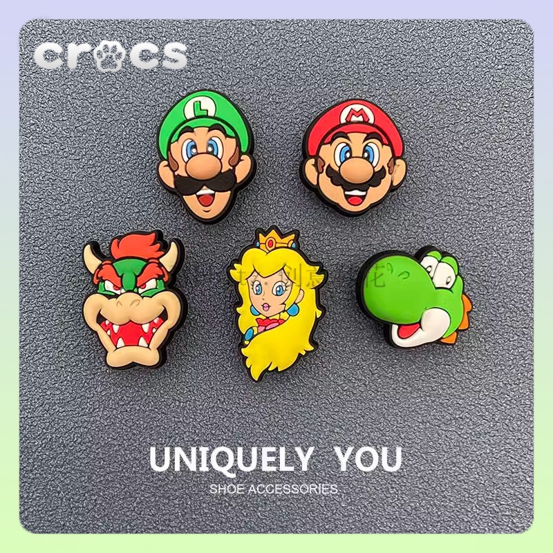 jibbitz crocs Super Mario หัวเข็มขัดรองเท้า อุปกรณ์เสริมรองเท้า ถอดออกได้ DIY
