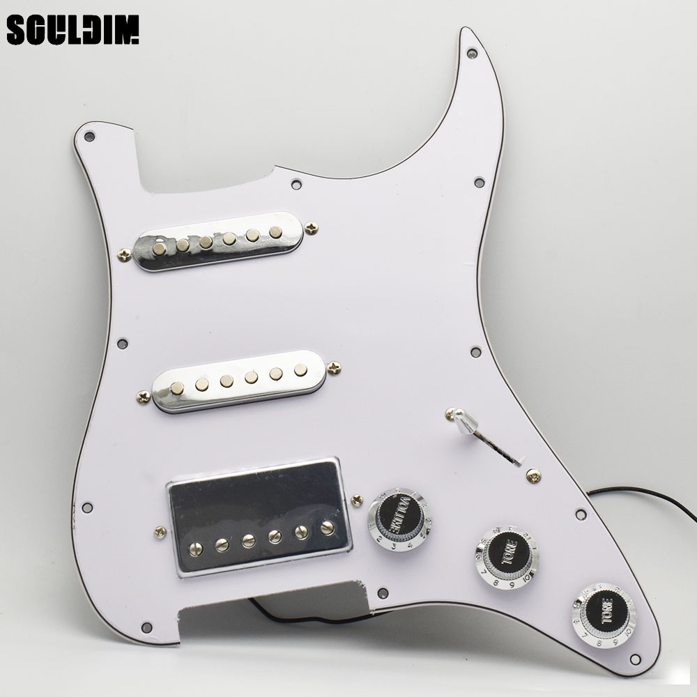 SSH Prewired 3 ชั้น Pickguard Scratchplate SSH 2-single Coil และ 1 Dual Coil Pickup พร้อม Push Pull Switch 2T1V ปิ๊กอัพกีต้าร์