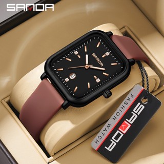 Sanda นาฬิกาข้อมือควอตซ์ ลําลอง ประดับเพชร หรูหรา สไตล์นักธุ…