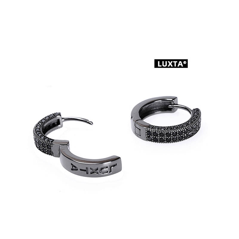Original S925 Silver Black Earrings Men's Hip Hop Micro Rhinestone Electroplated Black Gold High Sense Personalized Earrings 069M
