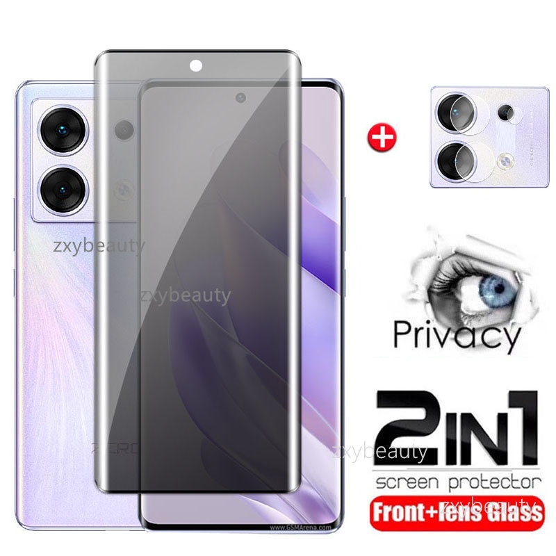 2in1 ฟิล์มกระจกนิรภัยกันรอยหน้าจอ ทรงโค้ง 3D กันส่อง สําหรับ Infinix Zero 30 5G 2023 Zero30