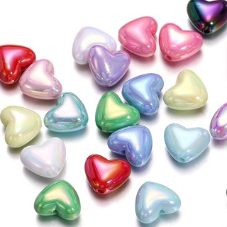 ลูกปัดอะคริลิครูปหัวใจ สี UV 50 ชิ้น ขนาด 9*10.5 มม. สำหรับท…