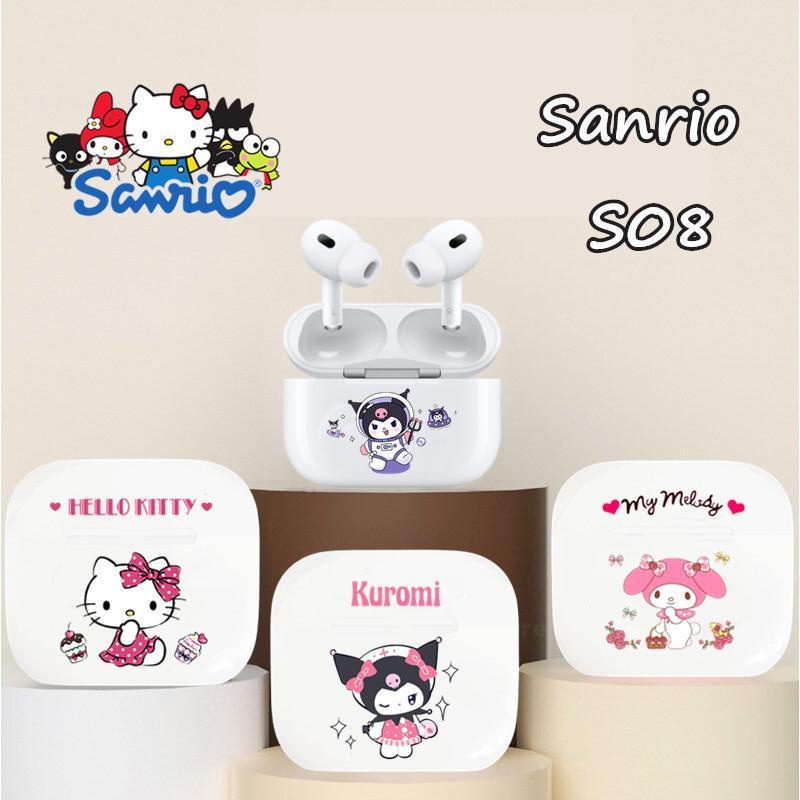 100% Original Sanrio S08 หูฟังไร้สายบลูทูธหูฟังบลูทูธ5.2หูฟังไมโครโฟนในตัว Touch Control TWS True หูฟังไร้สาย