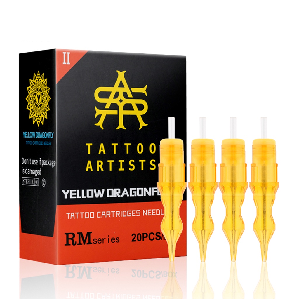 ตลับหมึกสักลายแมลงปอ สีเหลือง 20 ชิ้น ต่อกล่อง