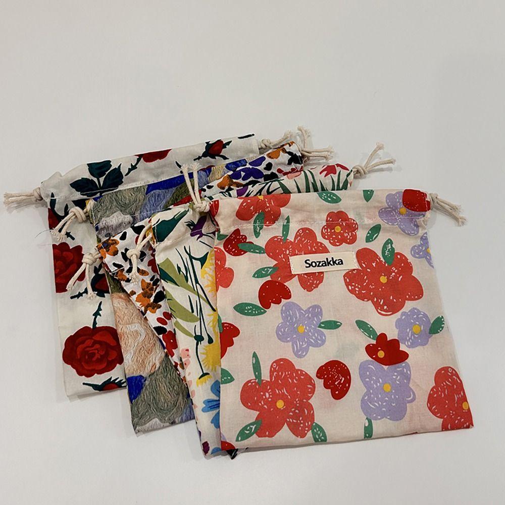 กระเป๋าหูรูดวินเทจ In-Nix สไตล์ญี่ปุ่น ลายดอกไม้ ผ้าแคนวาส สําหรับใส่เหรียญหรือจัดระเบียบ สะดวกสําหรับผู้หญิง - รูปที่ 6