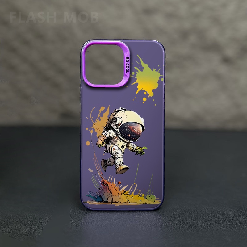 ใช้ได้กับ iPhone Apple XR เคสโทรศัพท์ 15/16/17Promax Xsmax 14Promax นักบินอวกาศเที่ยวบิน 7/8plus 11Promax ปกอ่อนสีเงิน IMD - รูปที่ 7