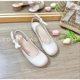 [FORM TO] Giày Búp Bê Nữ  Giày Tiểu Thư Mũi Tròn Dáng Slingback 3P Hở Gót Quai Sau Thắt Nơ Thỏ Xinh Xắn - B41