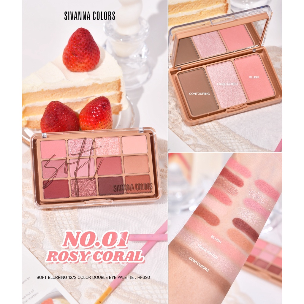 ♦️ของแท้·ส่งด่วน·ถูก♦️Sivanna Soft Blurring 12/3 Color Double Eyeshadow Palette #HF620 : ซิวานน่า ซอฟท์ อายแชโดว์ dayse รูปที่ 2