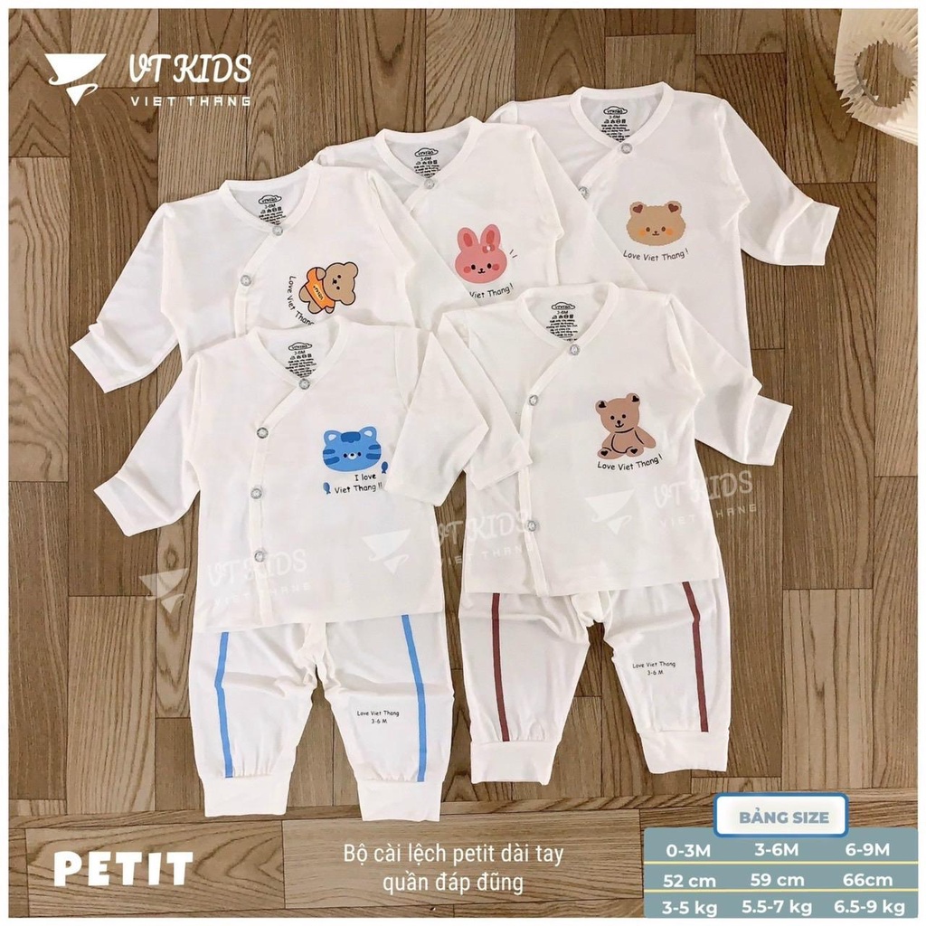 Vtkids ชุดแขนยาวลายทาง สีขาว petit สําหรับเด็กทารก 0-9ม น่ารักมาก