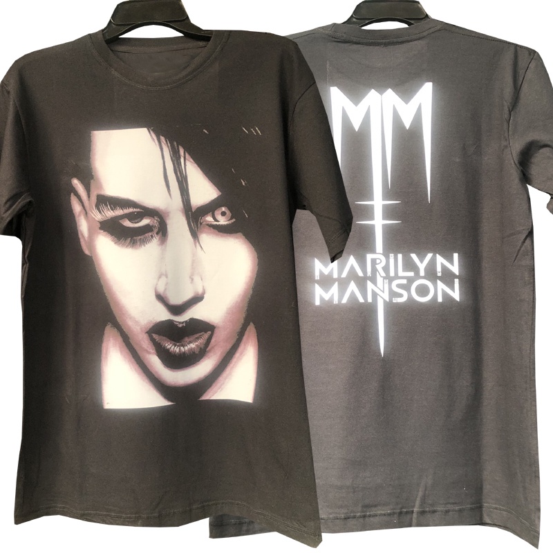 ความร้อน Katun เสื้อยืด ผ้าฝ้าย พิมพ์ลาย Marilyn Manson Band ยุค 30