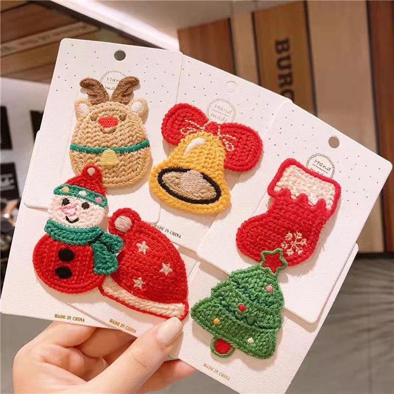 กิ๊บติดผม ผ้าวูลถักโครเชต์ ลายการ์ตูนซานตาคลอส สโนว์แมน กวาง คริสต์มาส แฮนด์เมด สําหรับผู้หญิง 1 ชิ้น