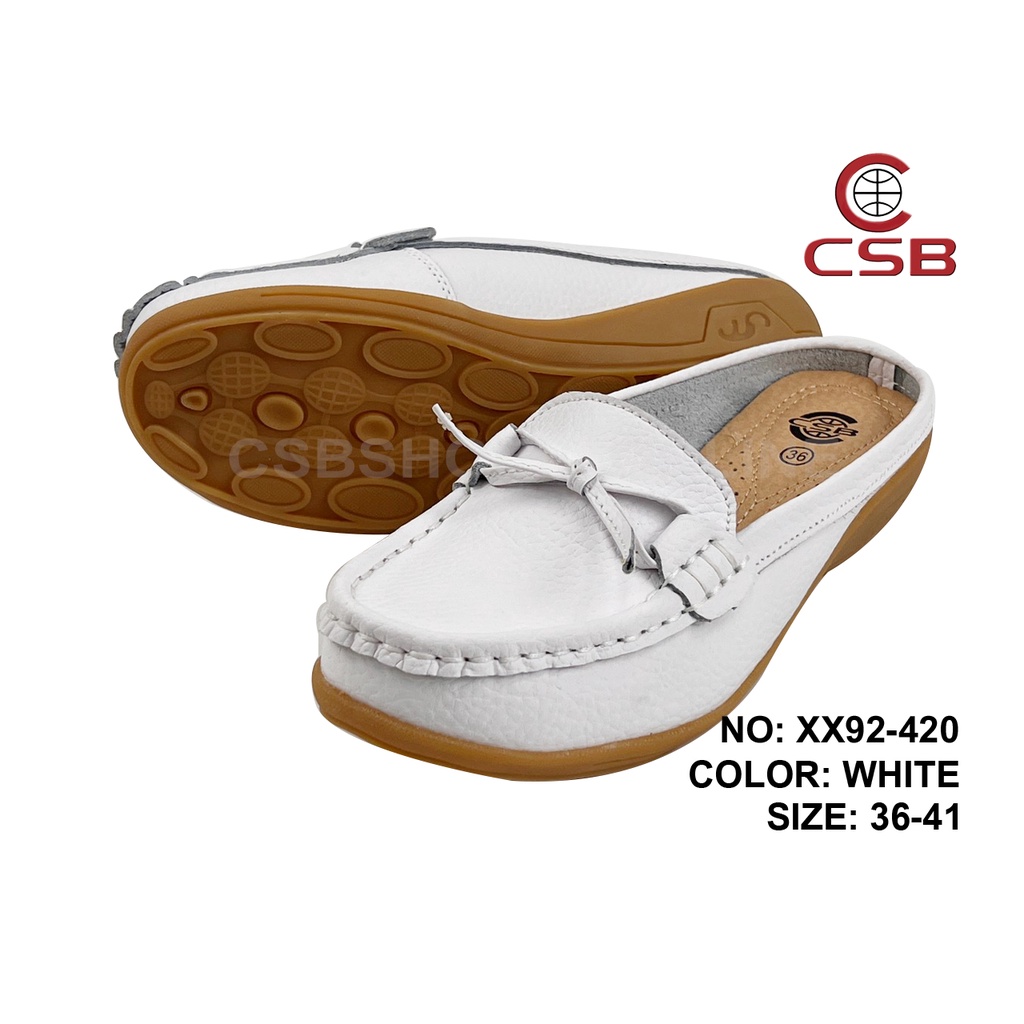 CSB รองเท้าหนังวัว SZ92-420 รองเท้าแฟชั่นผู้หญิงเปิดส้น