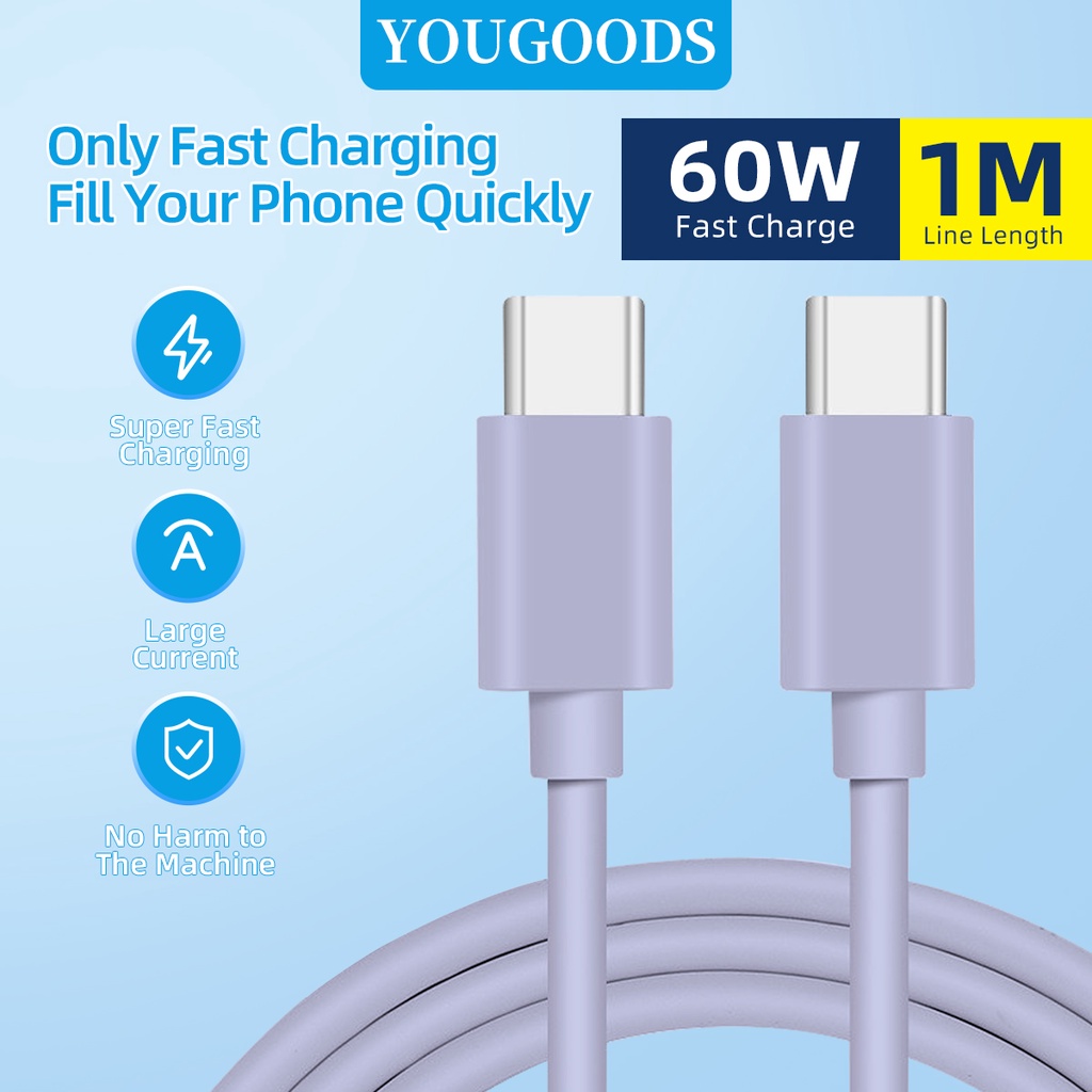 60W สาย USB C 1 M/3.3FT สายชาร์จ Android สายชาร์จเร็วสําหรับ Samsung/Huawei/iPhone 15/Kindle/Xbox/PS