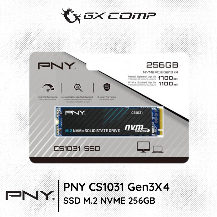 PNY SSD NVME 256GB CS1031 PCIE Gen 3x4 M.2 2280 - ไม่มีสลักเกลียว