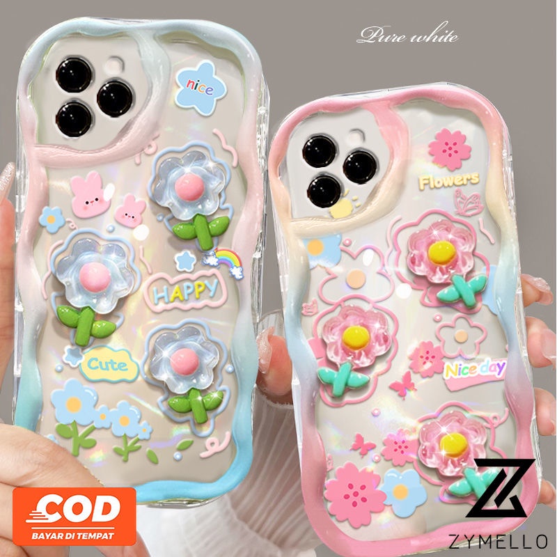 Oppo Reno12 F 5G Reno 12 5G Reno11 F Reno 11 5G Reno11 Pro Reno 10 5G Reno 10 Pro Reno 8T Reno 8Z Reno 7Z Reno 8 Reno 5 Reno 7 Reno 6 สดสามมิติดอกไม้สีฟ้าต่อต้าน ดร