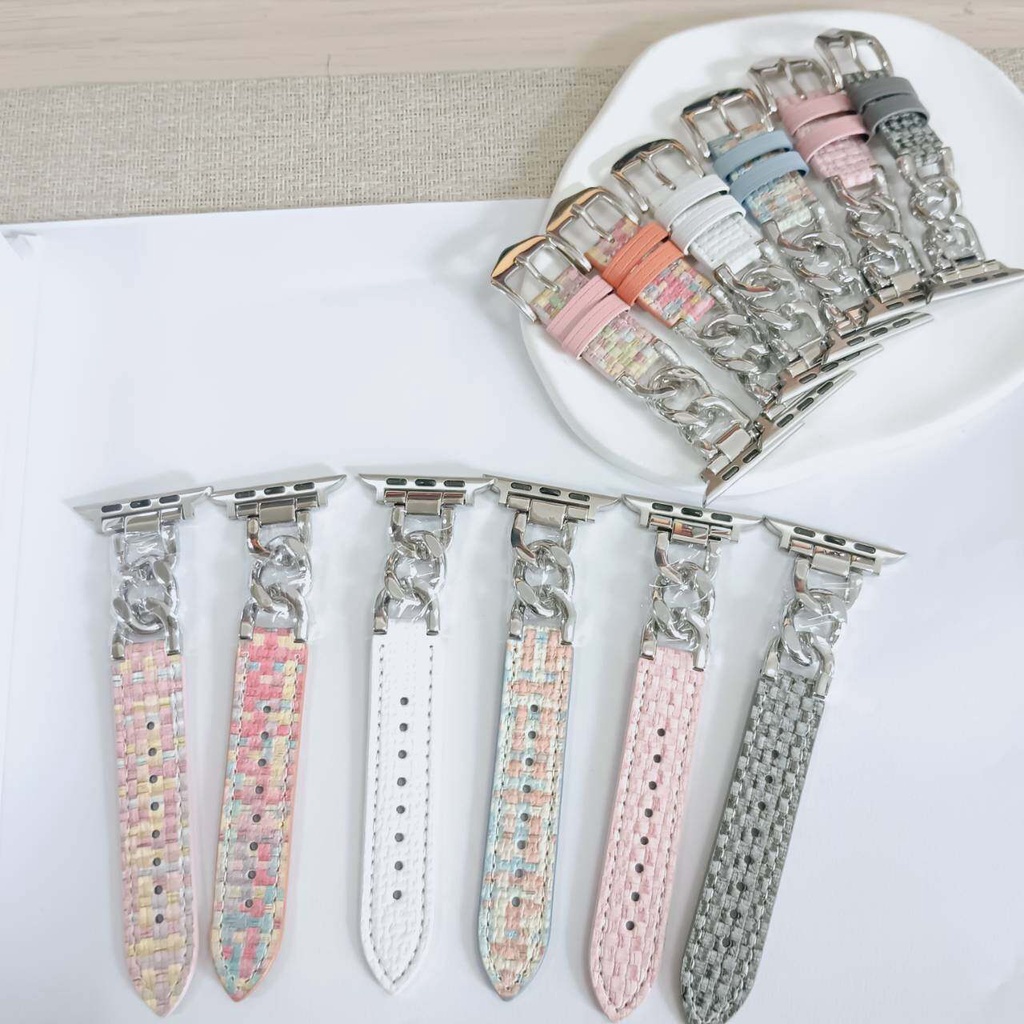 NEW!! สายหนังโซ่ลายทวิต สายนาฬิกา Smartwatch ขนาด 38/40/41mm 42/44/45/49mm