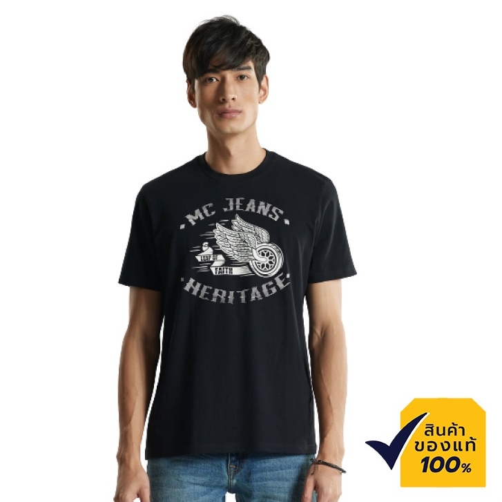 แฟชั่น Mc Jeans เสื้อยืดแขนสั้น ผู้ชาย MC BIKER คอกลม สีดำ ผ้านุ่ม ระบายอากาศได้ดี MTSZ695_07