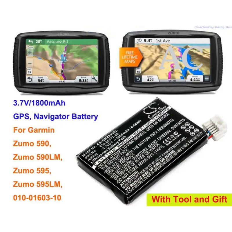 AC Cameron Sino 1800mAh GPS, Navigator Battery for Garmin Zumo 590, Zumo 590LM, Zumo 595, Zumo 595LM, 010-01603-10