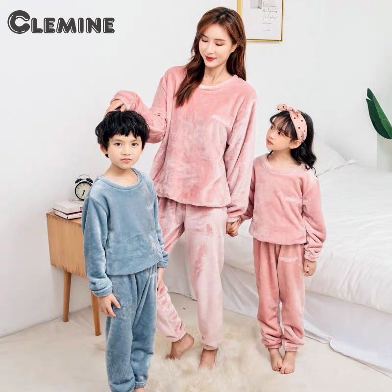 Clemine ชุดนอนแขนยาว ผ้ากํามะหยี่ขนนิ่ม แฟชั่นฤดูใบไม้ร่วง และฤดูหนาว สําหรับเด็ก