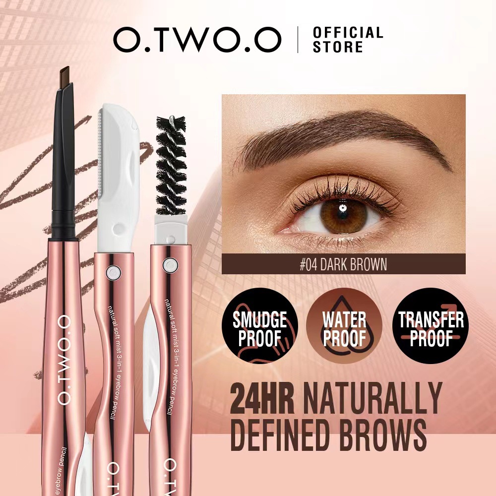 O.TWO.O Eye Makeup Triangle Eyebrow Pen Eyebrow Knife Eyebrow Brush 3-IN-1 เขียนคิ้ว มีดทำคิ้ว แปรงคิ้ว แต่งตา