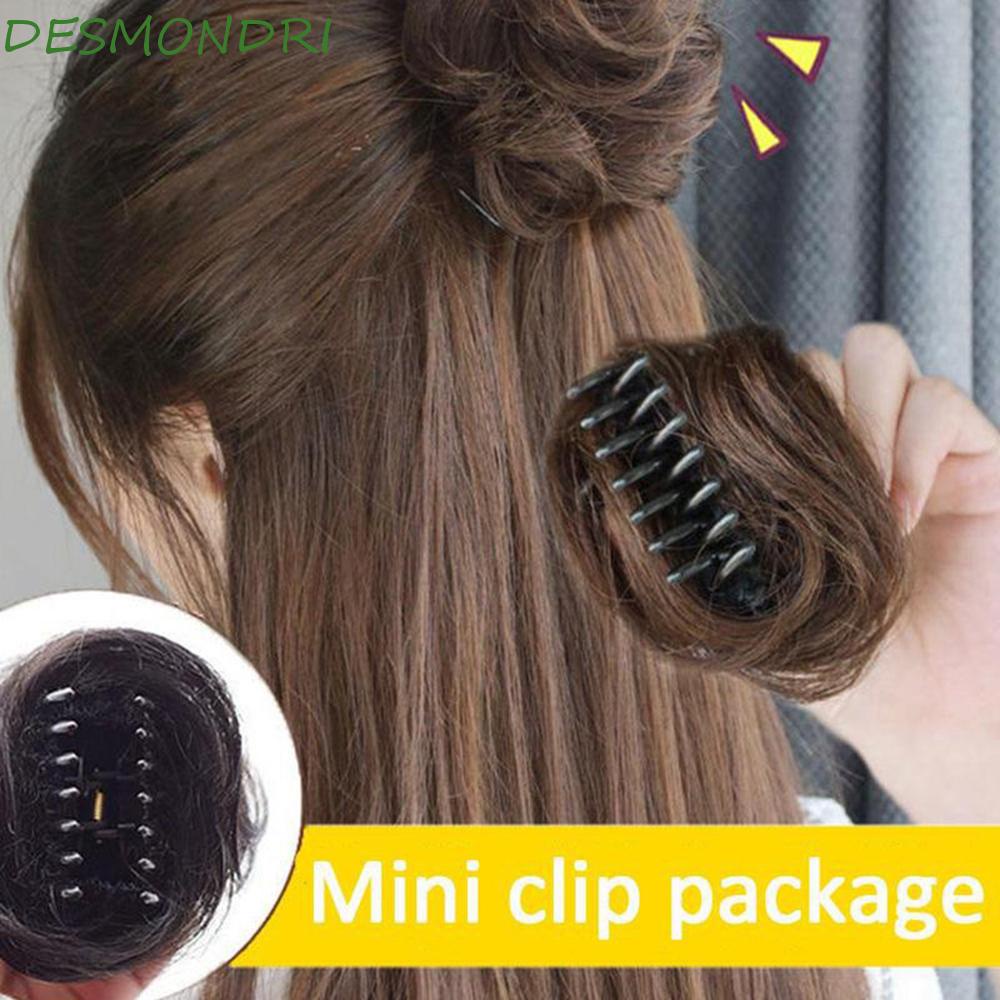 Desmondri แฮร์พีชผมสั้น สีน้ําตาลดําธรรมชาติ คลิปออน ผมซาลาเปา โดนัท ลูกกลิ้งต่อผมซาลาเปา