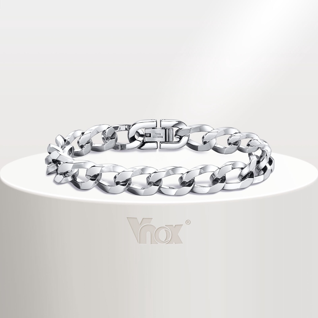 Vnox สายรัดข้อมือสเตนเลส 10 มม. ลําลอง กันแพ้ ของขวัญวันเกิด สําหรับผู้ชาย