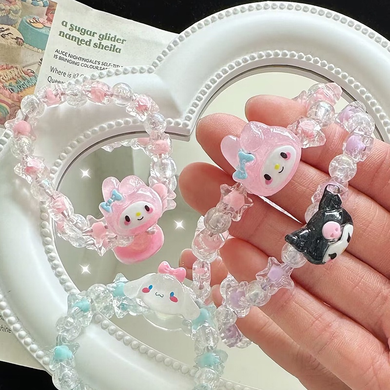 ในไทย สร้อยข้อมือคู่Sanrio Kuromi Melody คริสตัลน่ารักรูปดาวห้าแฉกแฟชั่นสไตล์เกาหลีสําหรับผู้หญิง.COD