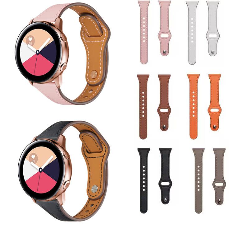 สําหรับ Samsung Galaxy Watch Active 2 40 มม. 44 มม. สร้อยข้อมือหนัง สายนาฬิกาข้อมือ