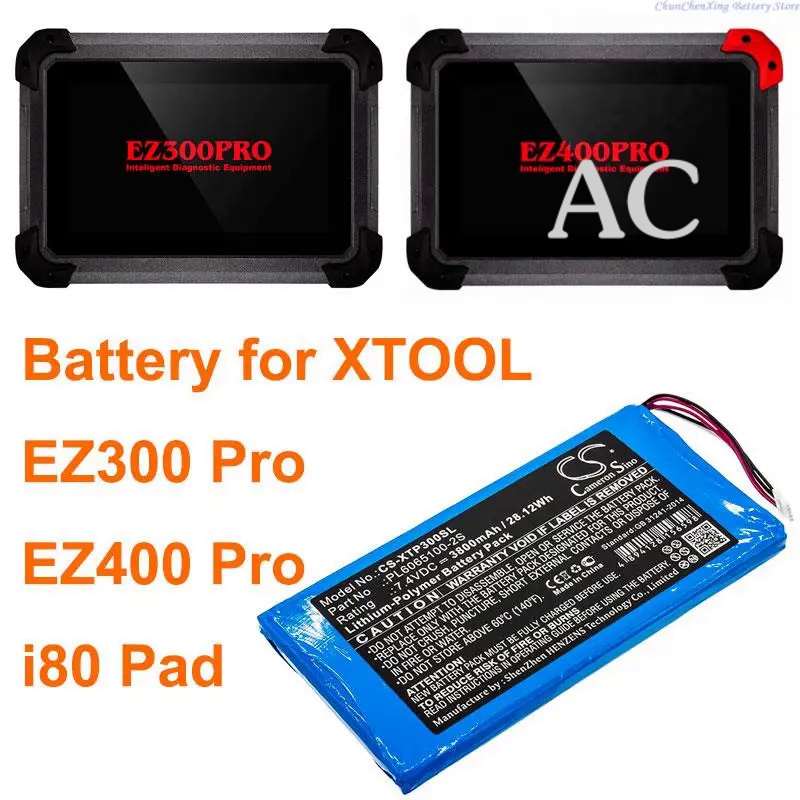 AC Cameron Sino 3800mAh Diagnostic Scanner Battery PL6065100-2S for XTOOL EZ300 Pro, EZ400 Pro, i80 Pad