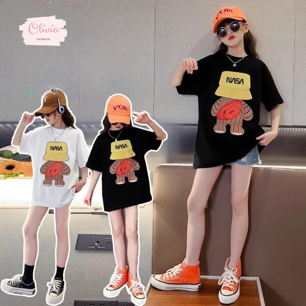 🍓Olivia🍓เสื้อยืดแขนสั้น ผ้าฝ้าย สไตล์เกาหลี ทรงโอเวอร์ไซส์ 10 สี #C014