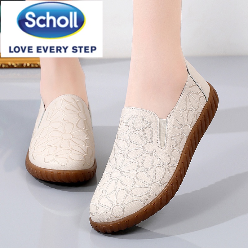 Scholl รองเท้าโลฟเฟอร์ รองเท้าหนังลําลอง ส้นแบน ขนาดใหญ่ สําหรับผู้หญิง ไซซ์ 40 41