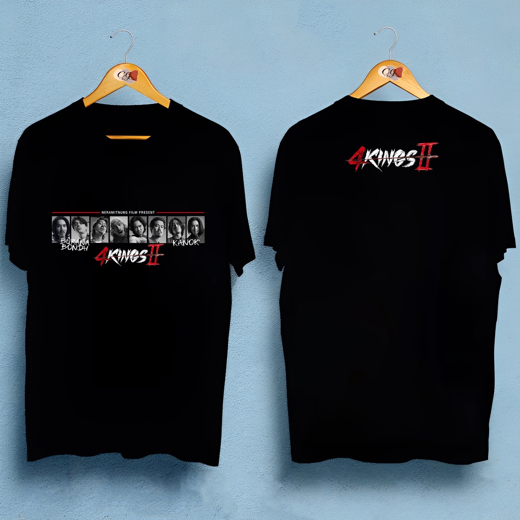 [ไฟร้อน] ภาพยนตร์ 4Kings 2 แขนสั้นพิมพ์เสื้อยืดคอกลม
